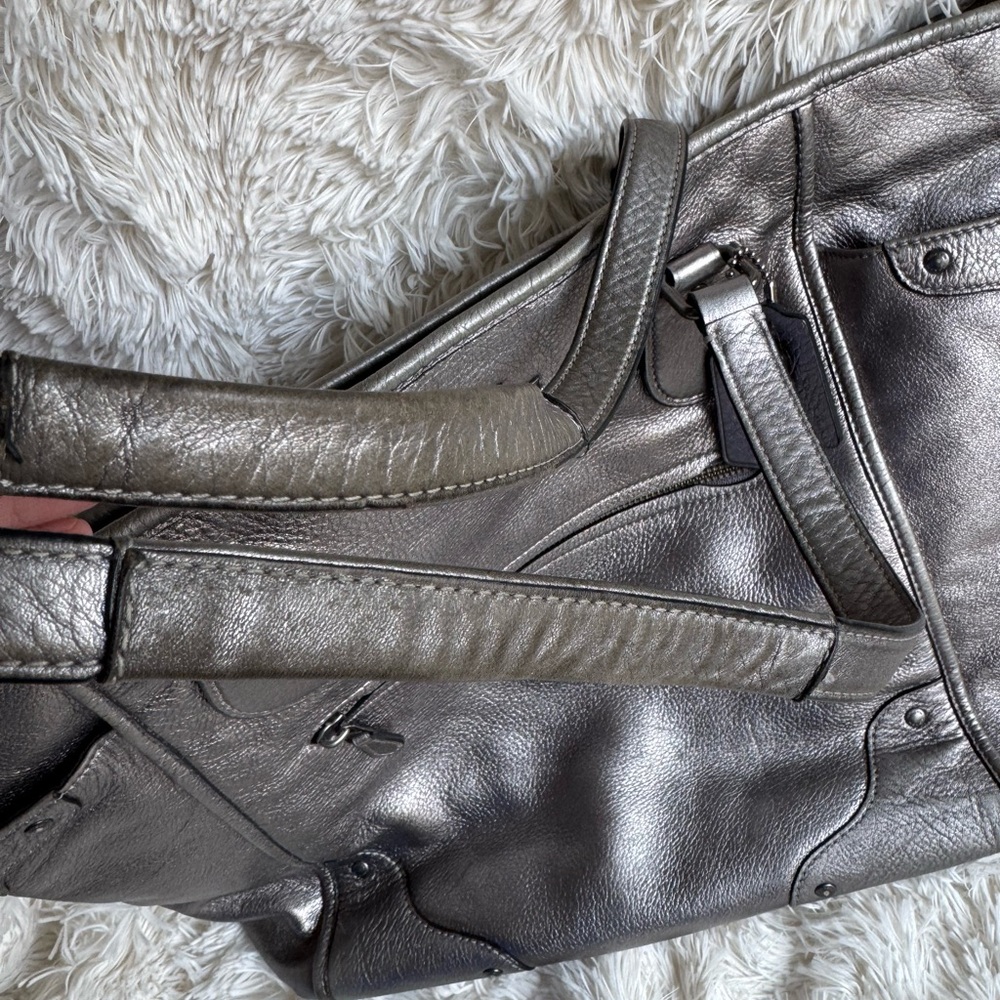 Metallic Silver Coach Tote - Picture 2 of 12